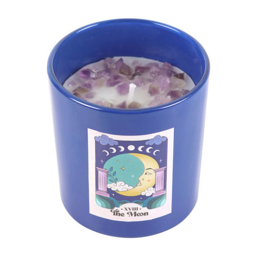 Amethyst Chip Moon Candle