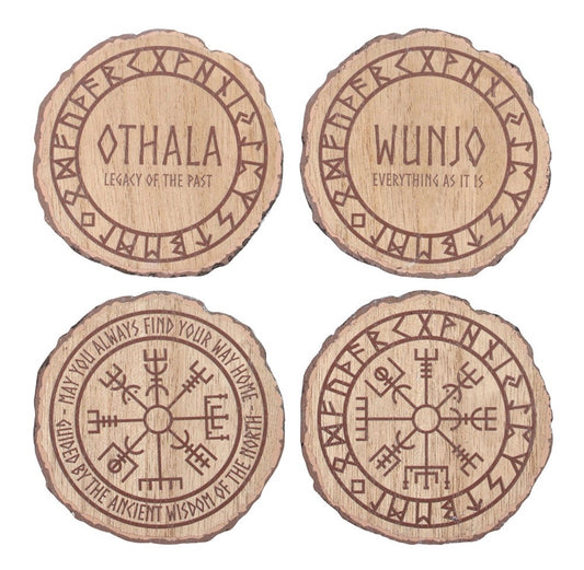Set of 4 Norse Mythology Wood Slice Coasters