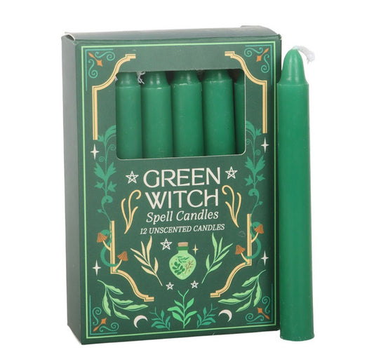 Green Witch Spell Candles - Pack of 12