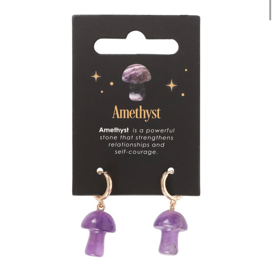 Amethyst Mushroom Earrings