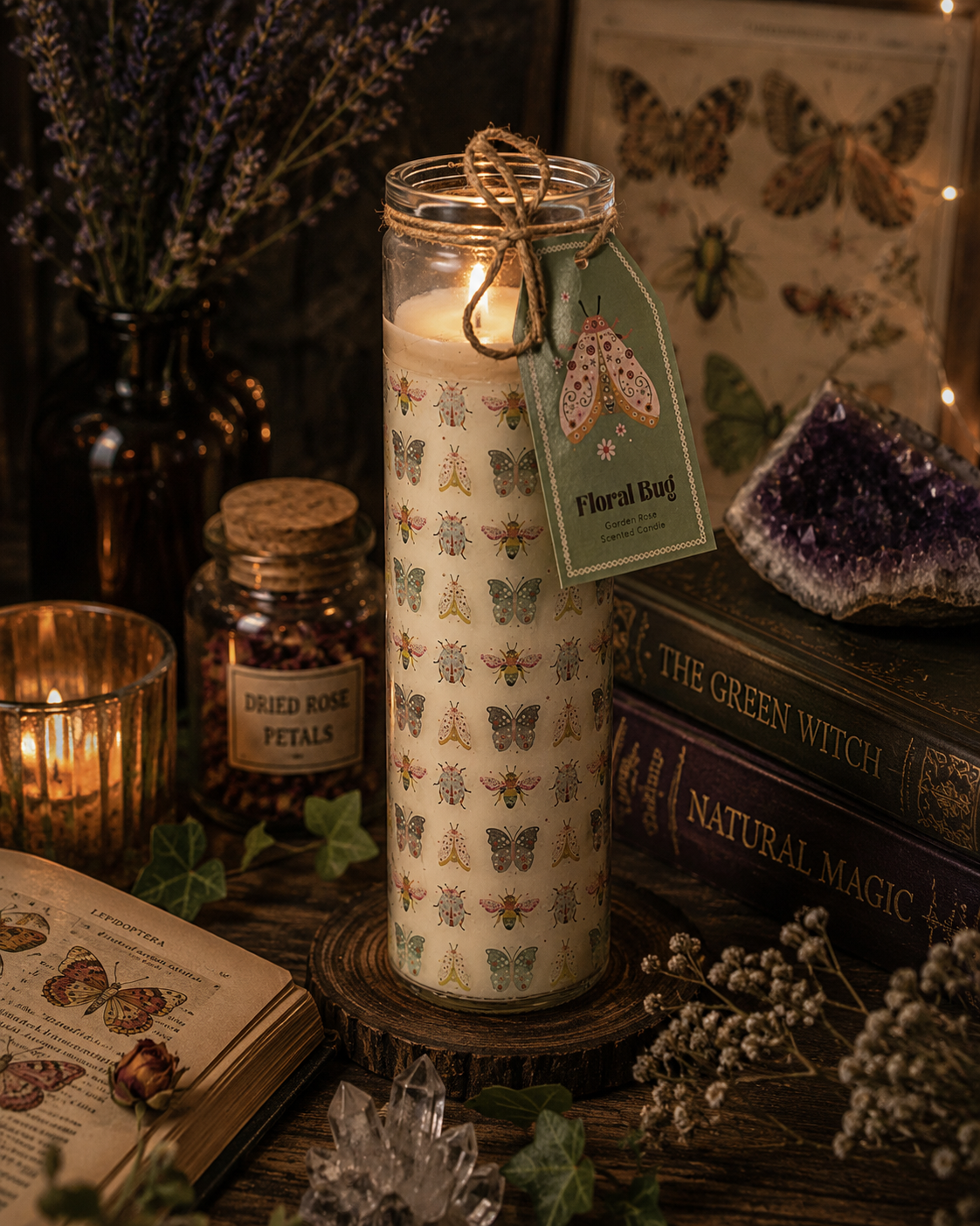 Floral Bug Tube Candle