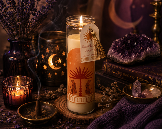 Sunset Leopard Tube Candle Sandalwood and Oud