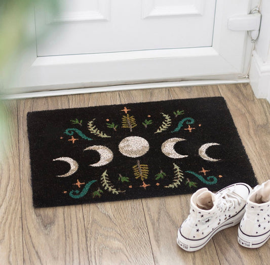 Black Dark Forest Moon Phase Doormat