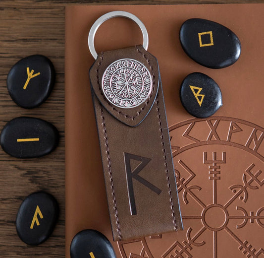 Journey Viking Rune Faux Leather Keyring