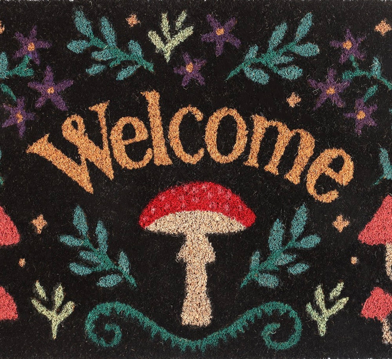 Black Mushroom Welcome Doormat