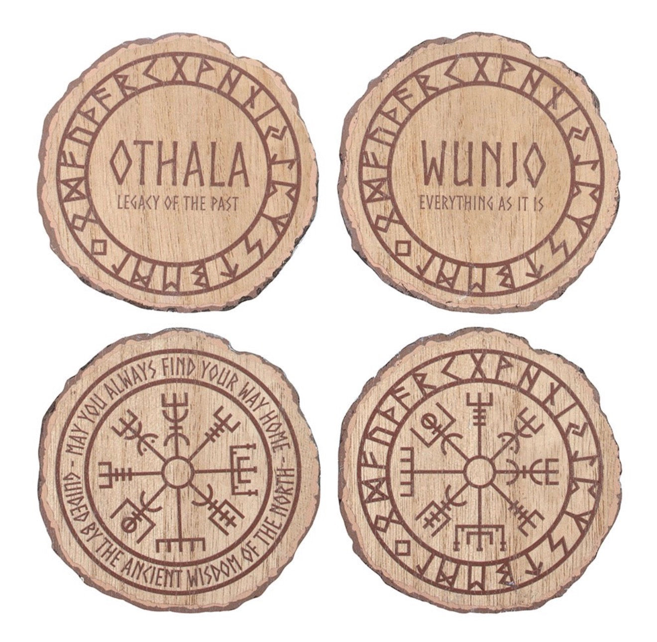 Set of 4 Norse Mythology Wood Slice Coasters