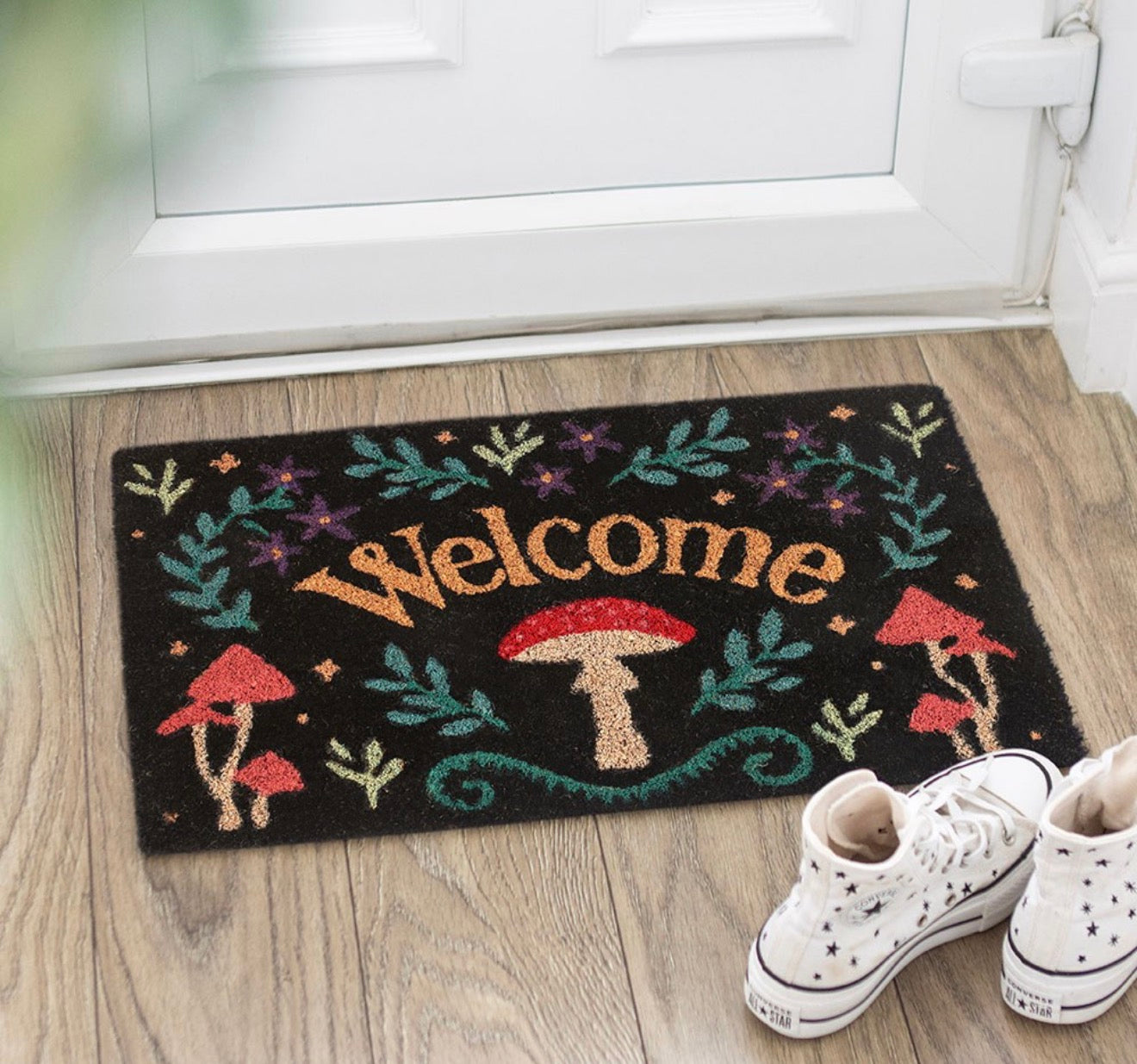 Black Mushroom Welcome Doormat