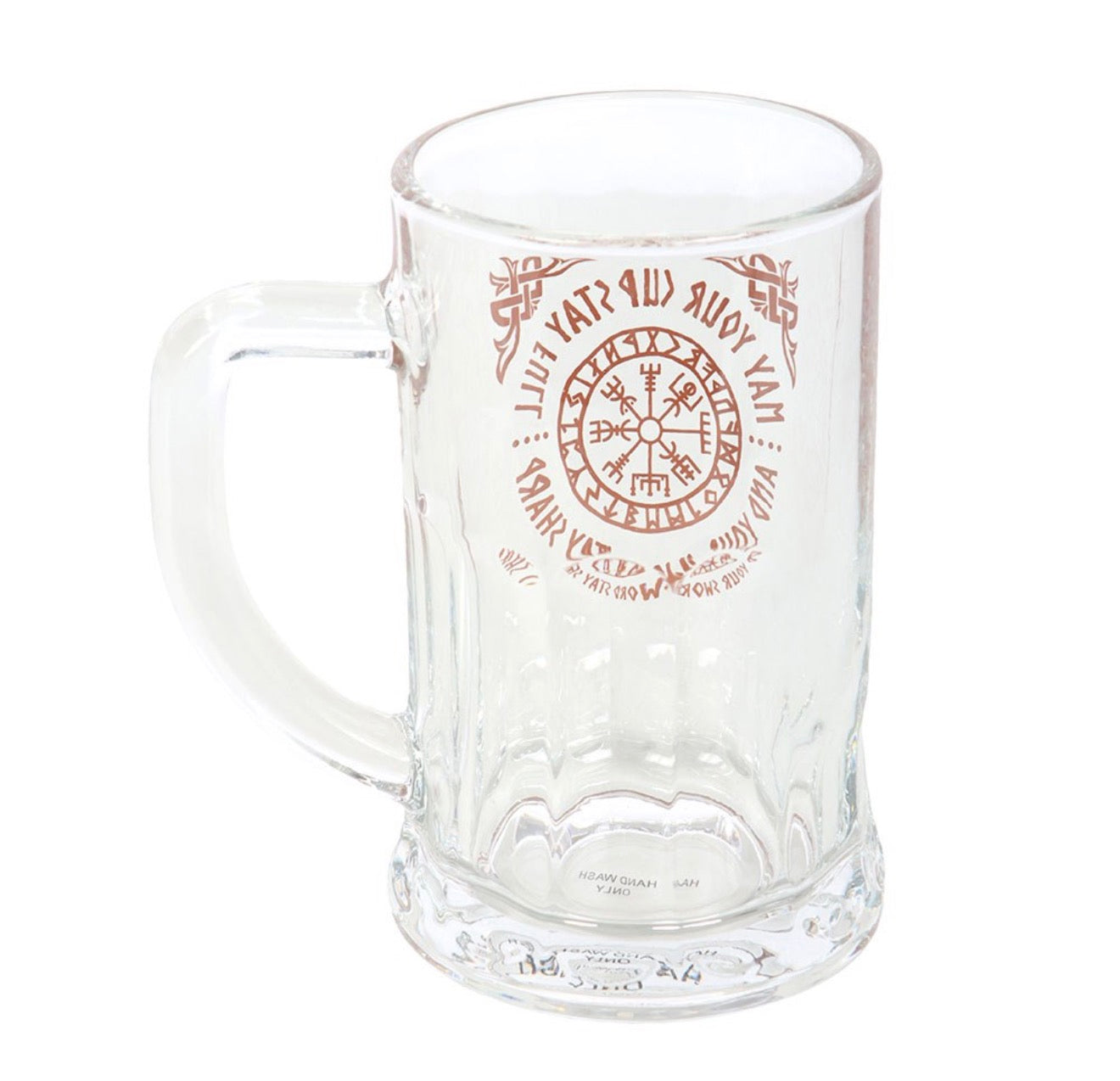 Viking Compass Glass Beer Tankard with Coaster