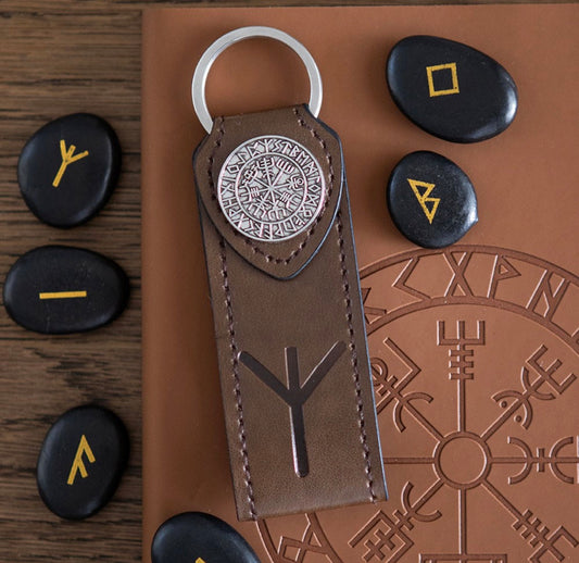Protection Viking Rune Faux Leather Keyring