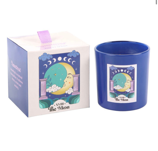 Amethyst Chip Moon Candle