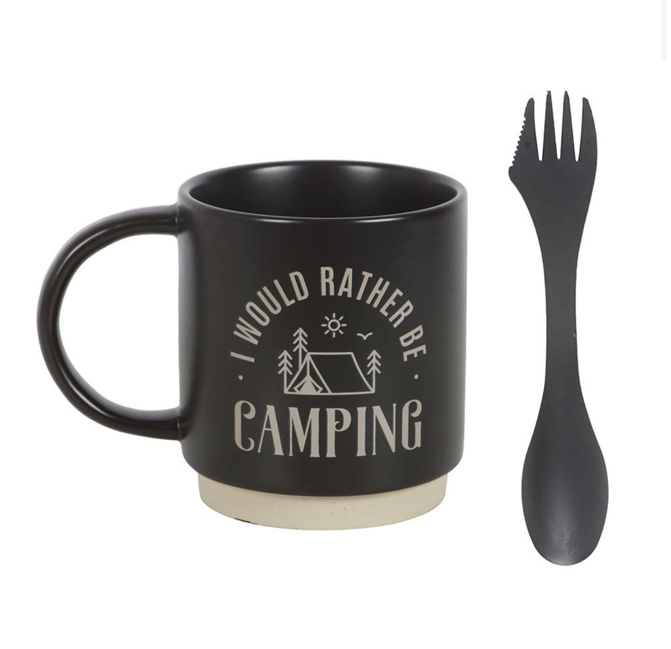 I Would Rather be Camping Mug with 3-in-1 Spork