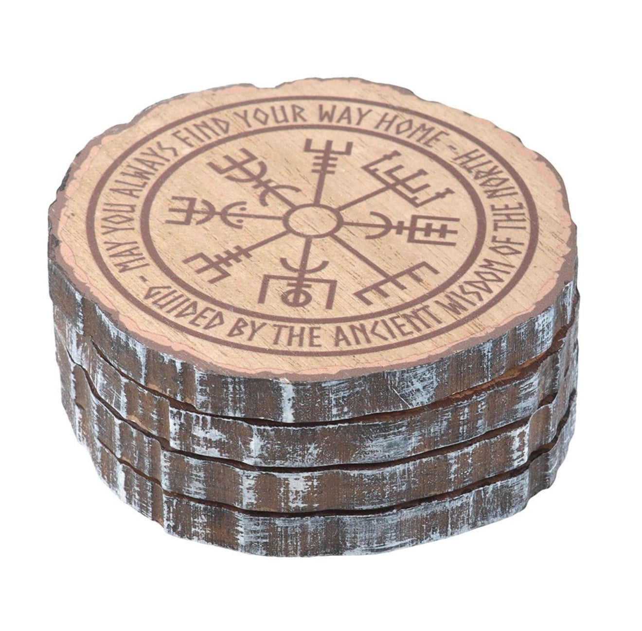 Set of 4 Norse Mythology Wood Slice Coasters