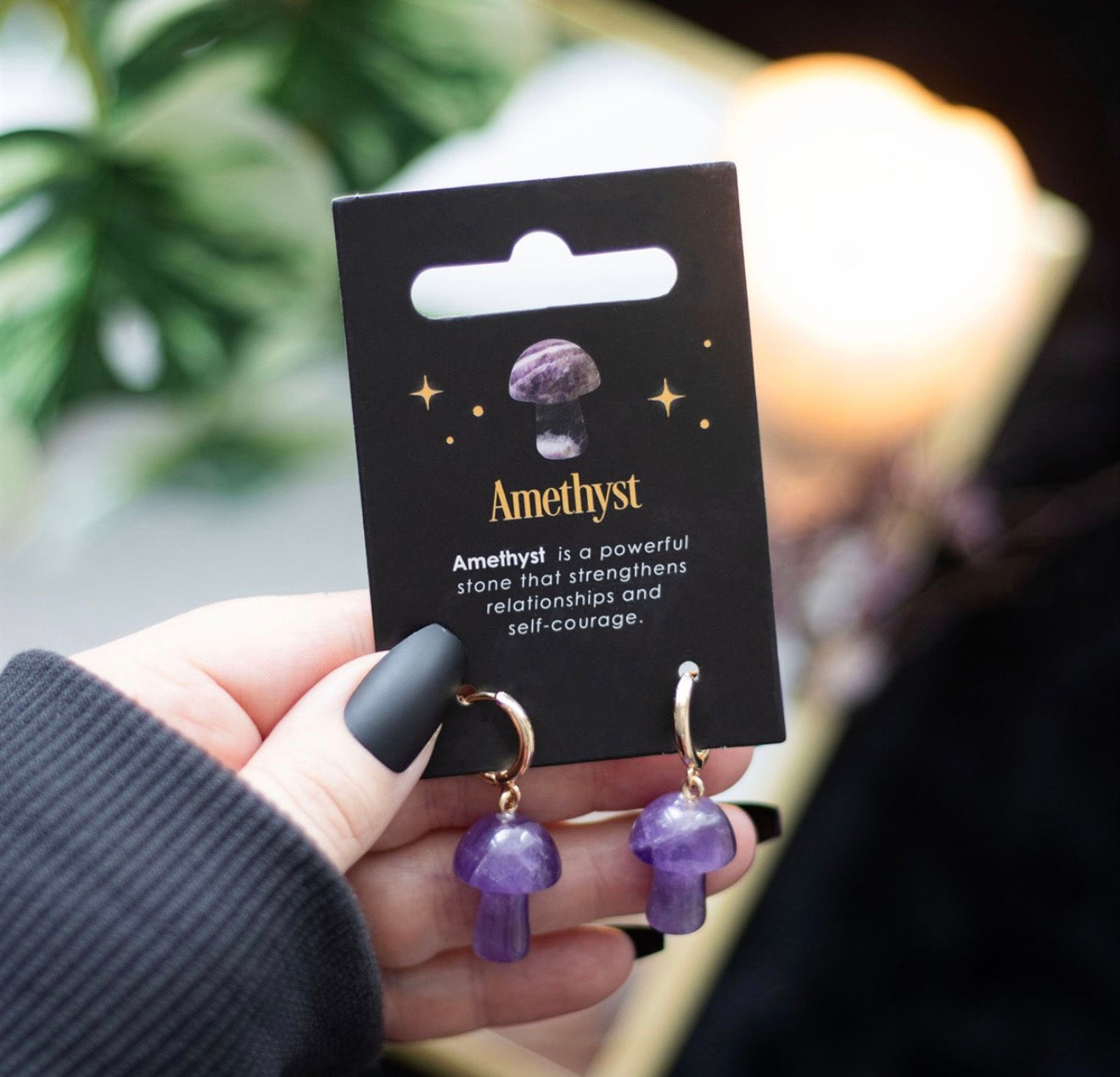 Amethyst Mushroom Earrings