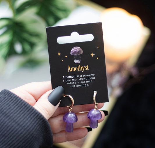 Amethyst Mushroom Earrings