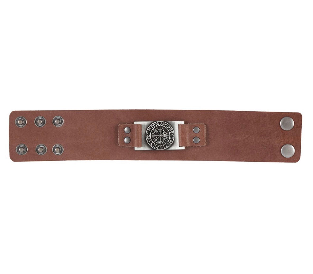 Viking Compass Leather Cuff Bracelet