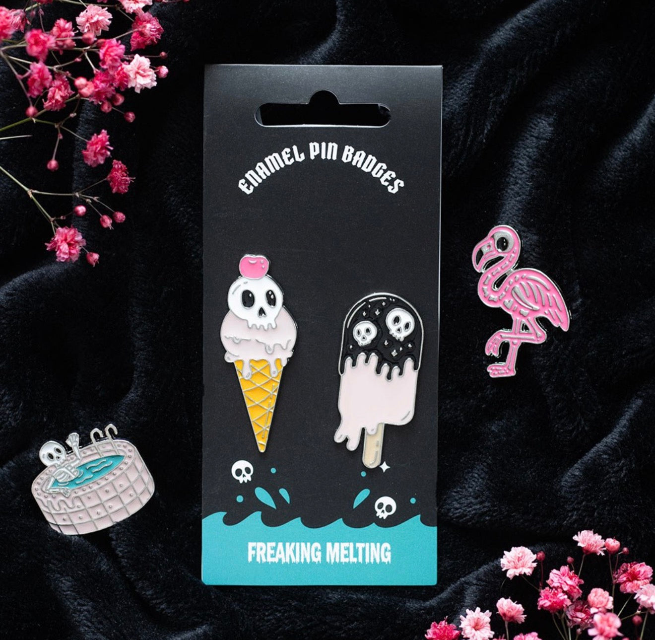 Enamel Freaking Melting Ice Cream Pin Badges Set of 2