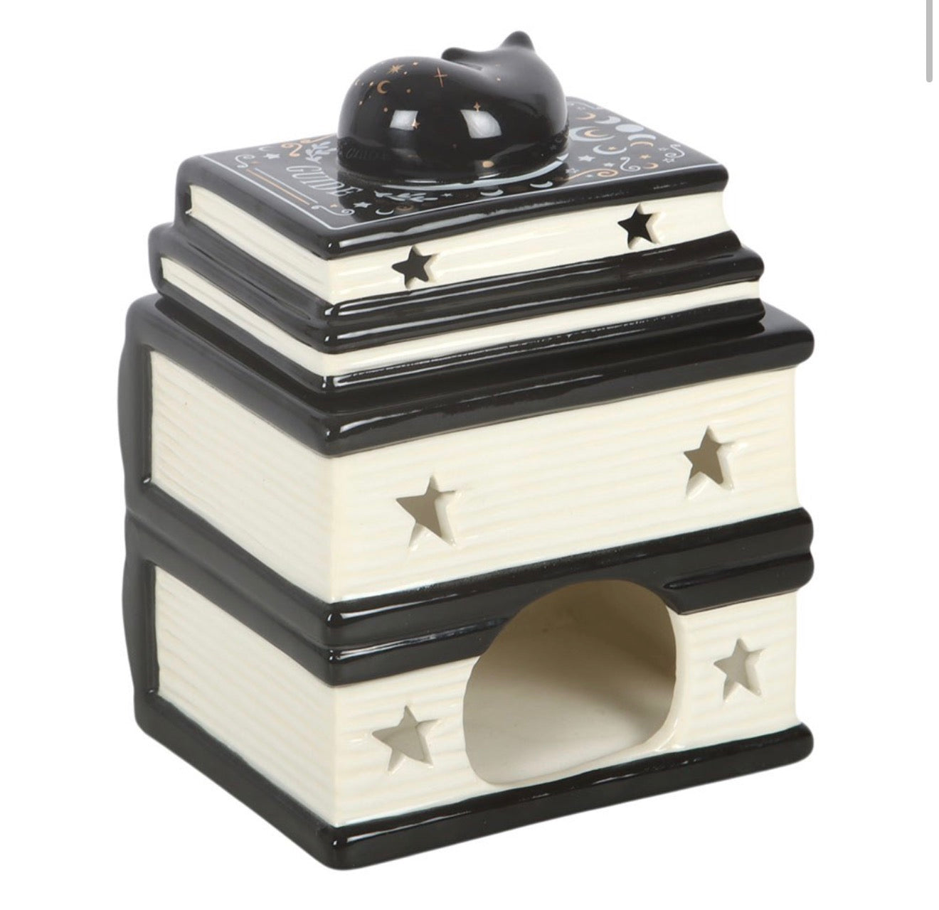 Black Cat Book Stack Oil Burner