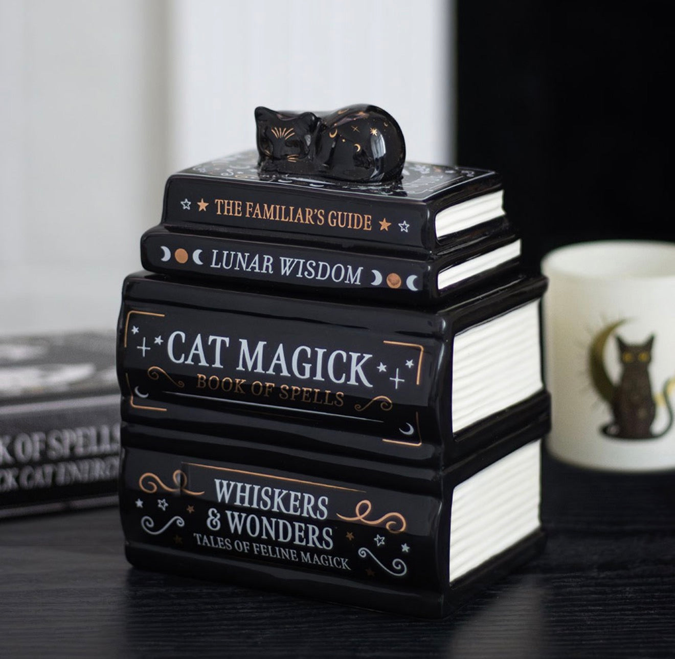 Black Cat Book Stack Oil Burner