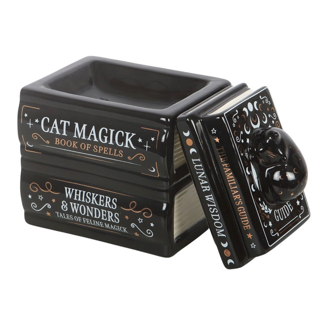 Black Cat Book Stack Oil Burner