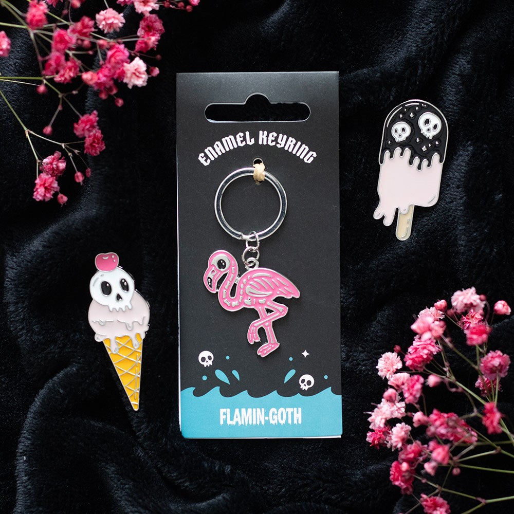 Flamin-Goth Flamingo Keyring