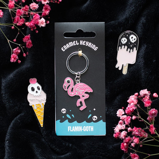 Flamin-Goth Flamingo Keyring