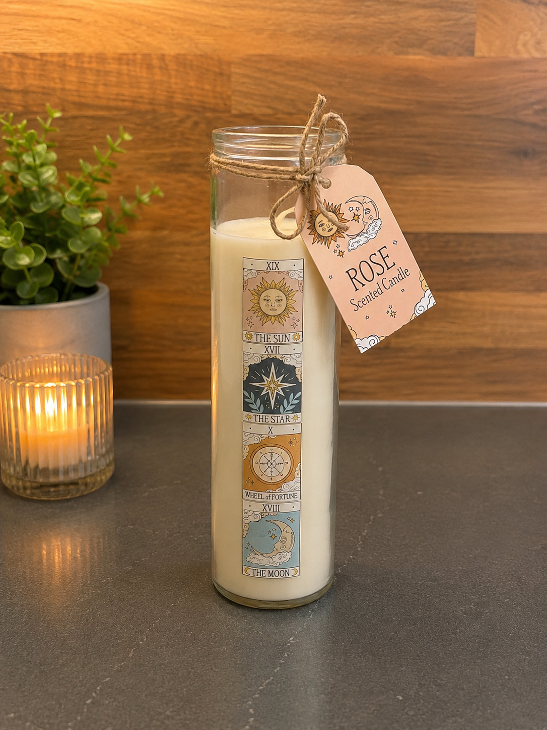 Vintage Tarot Style Tube Candle Rose