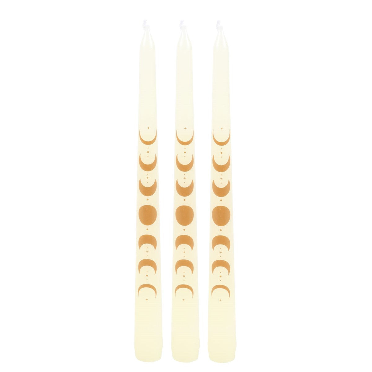 Set of 3 Off White Moon Phases Taper Candles