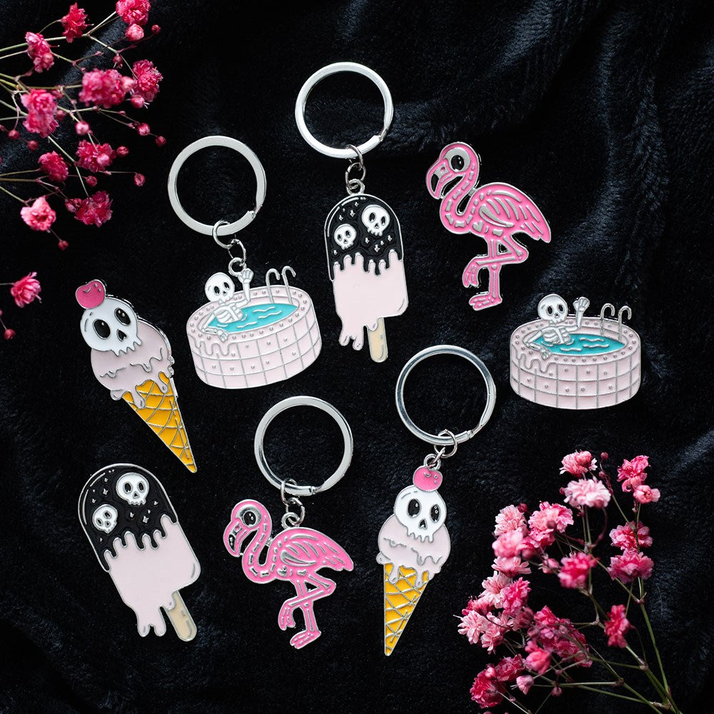 Flamin-Goth Flamingo Keyring